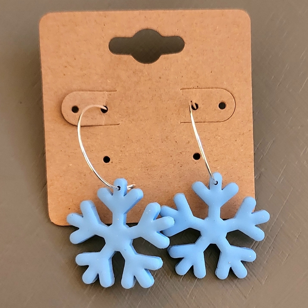 Blue Clay Snowflake Earrings ❄️